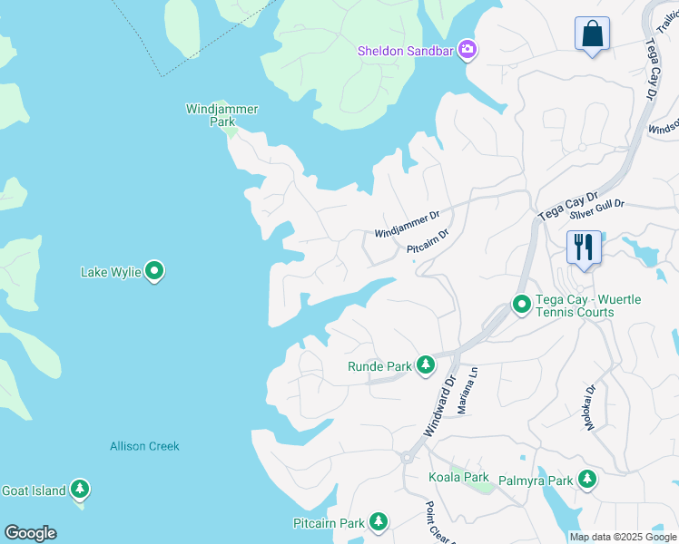 map of restaurants, bars, coffee shops, grocery stores, and more near 26017 Misty Way Drive in Tega Cay