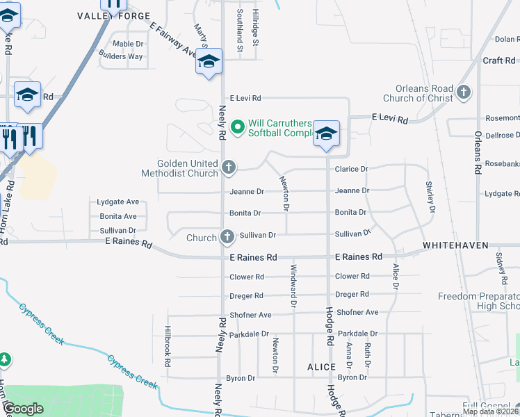 map of restaurants, bars, coffee shops, grocery stores, and more near 302 Bonita Drive in Memphis