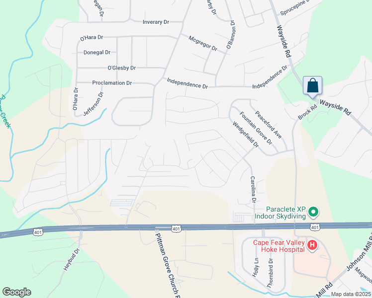 map of restaurants, bars, coffee shops, grocery stores, and more near 121 State Street in Raeford