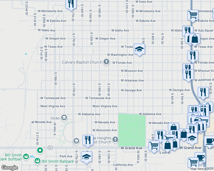 map of restaurants, bars, coffee shops, grocery stores, and more near 1325 South 14th Street in Chickasha