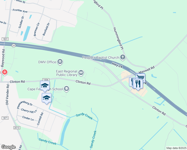 map of restaurants, bars, coffee shops, grocery stores, and more near 4508 Mobius Road in Fayetteville