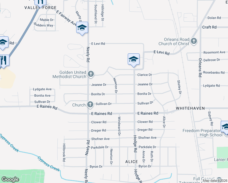 map of restaurants, bars, coffee shops, grocery stores, and more near 344 Bonita Drive in Memphis