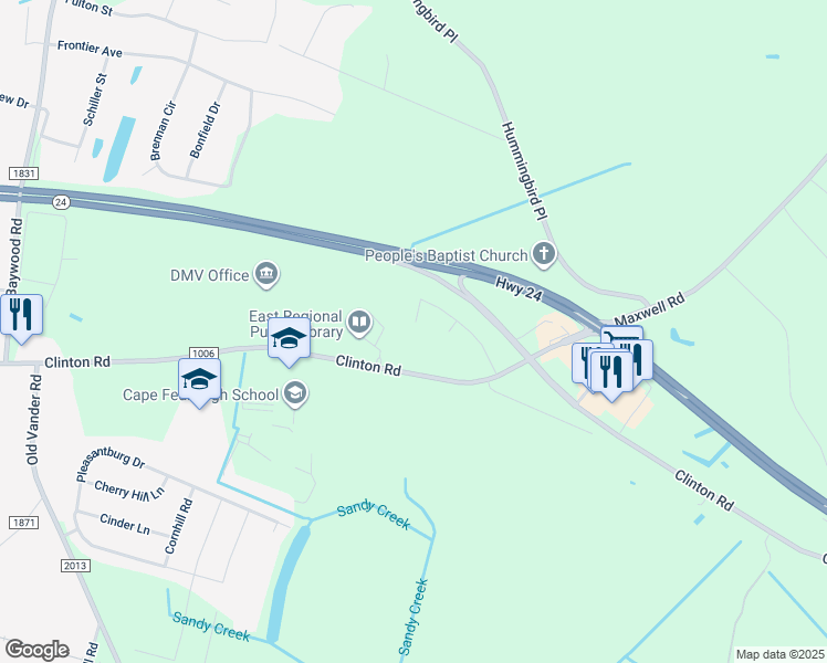 map of restaurants, bars, coffee shops, grocery stores, and more near 4508 Mobius Road in Fayetteville