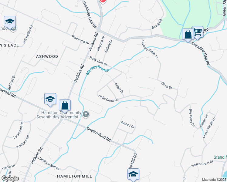 map of restaurants, bars, coffee shops, grocery stores, and more near 8105 Holly Hills Lane in Chattanooga