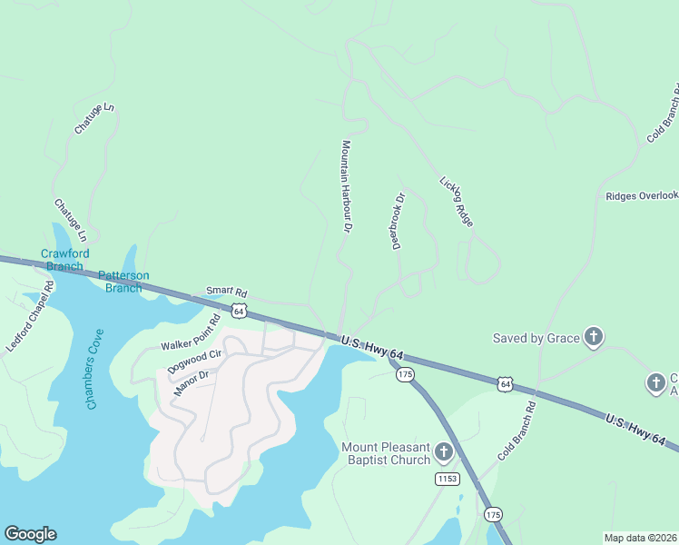map of restaurants, bars, coffee shops, grocery stores, and more near 74 Ash Knob Road in Hayesville