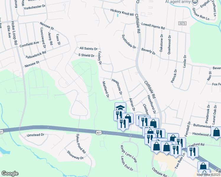 map of restaurants, bars, coffee shops, grocery stores, and more near 2008 Roswell Road in Fayetteville