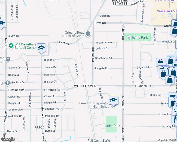 map of restaurants, bars, coffee shops, grocery stores, and more near 4104 McCorkle Road in Memphis