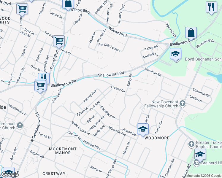 map of restaurants, bars, coffee shops, grocery stores, and more near 924 East Avenue in Chattanooga