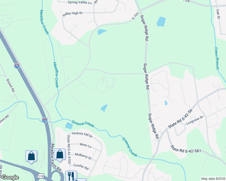 map of restaurants, bars, coffee shops, grocery stores, and more near 353 Castle Church Drive in Inman