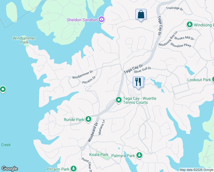 map of restaurants, bars, coffee shops, grocery stores, and more near 6013 Lanai Lane in Tega Cay