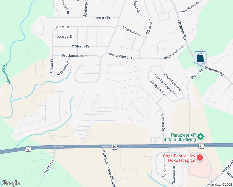 map of restaurants, bars, coffee shops, grocery stores, and more near 219 Ostrich Trail in Raeford