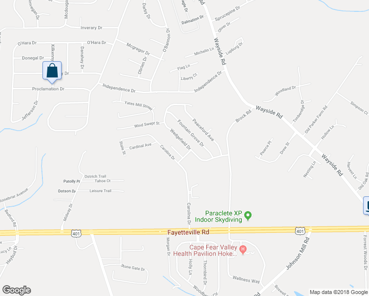 map of restaurants, bars, coffee shops, grocery stores, and more near 345 Wedgefield Drive in Raeford