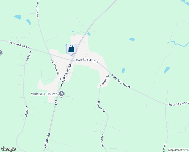 map of restaurants, bars, coffee shops, grocery stores, and more near 1805 Pioneer Road in York