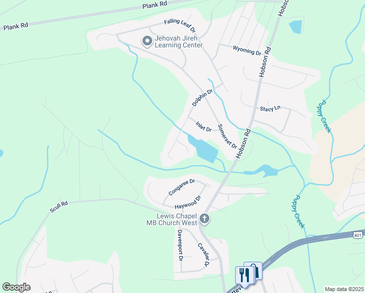 map of restaurants, bars, coffee shops, grocery stores, and more near 106 Sand Dollar Court in Raeford