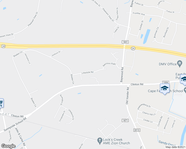 map of restaurants, bars, coffee shops, grocery stores, and more near 4032 Lifestyle Road in Fayetteville