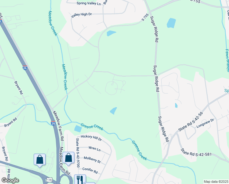 map of restaurants, bars, coffee shops, grocery stores, and more near 200 Fortress Drive in Inman