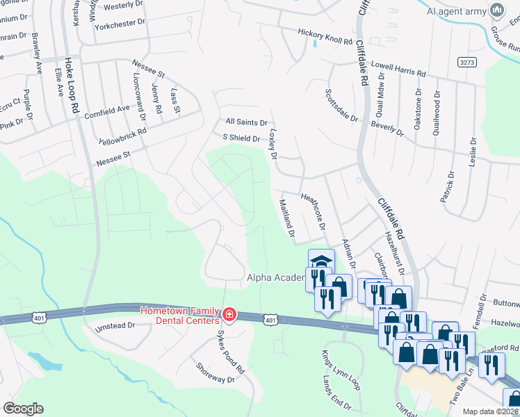 map of restaurants, bars, coffee shops, grocery stores, and more near 1520-1598 Spotted Horse Lane in Fayetteville