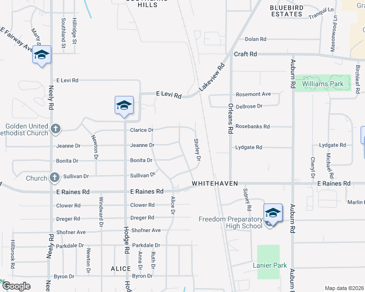 map of restaurants, bars, coffee shops, grocery stores, and more near 564 Jeanne Drive in Memphis