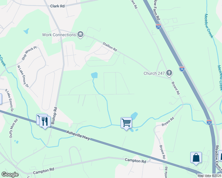 map of restaurants, bars, coffee shops, grocery stores, and more near 347 Jersey Road in Inman