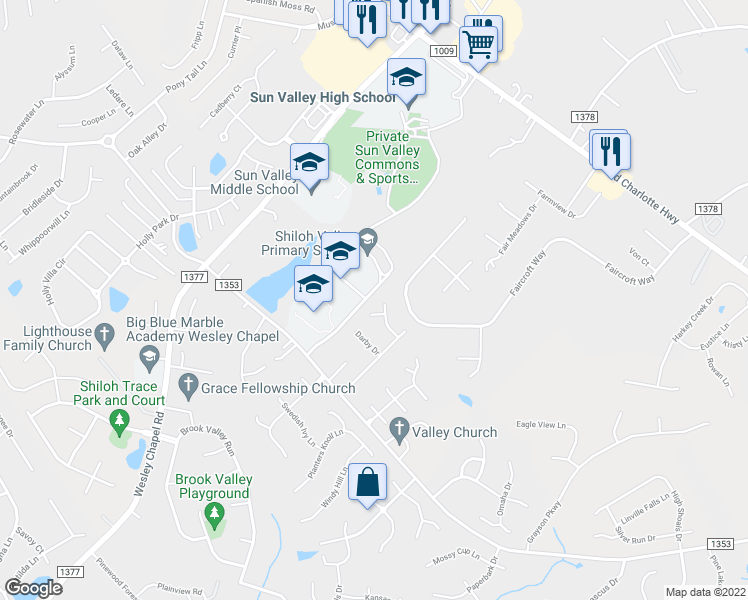 map of restaurants, bars, coffee shops, grocery stores, and more near 5205 Chelsey Lane in Monroe