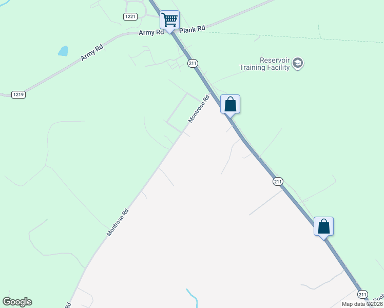 map of restaurants, bars, coffee shops, grocery stores, and more near 449 Montrose Road in Raeford