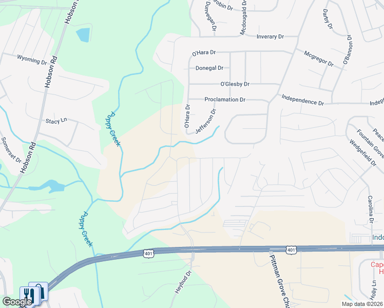 map of restaurants, bars, coffee shops, grocery stores, and more near 129 Jefferson Drive in Raeford