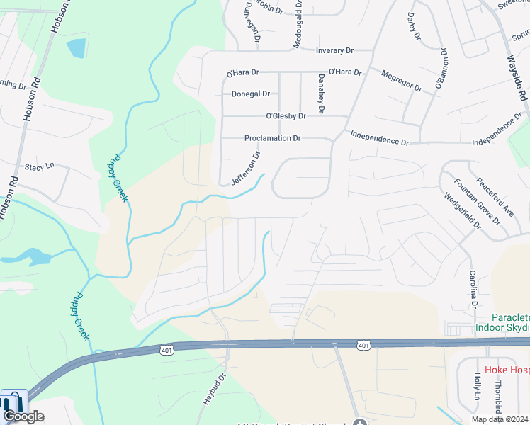 map of restaurants, bars, coffee shops, grocery stores, and more near 313 Springhaven Drive in Raeford
