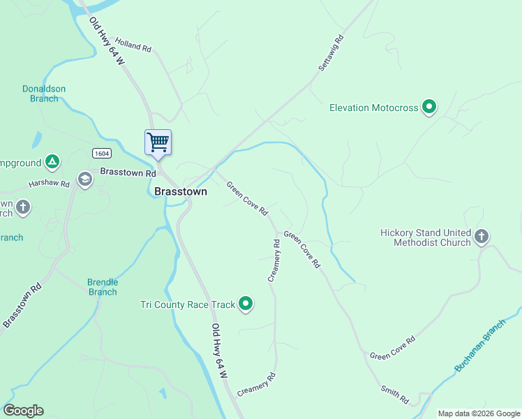 map of restaurants, bars, coffee shops, grocery stores, and more near 237 Green Cove Road in Brasstown