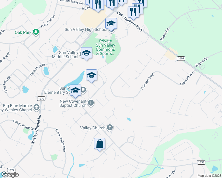 map of restaurants, bars, coffee shops, grocery stores, and more near 2701 Faircroft Way in Monroe