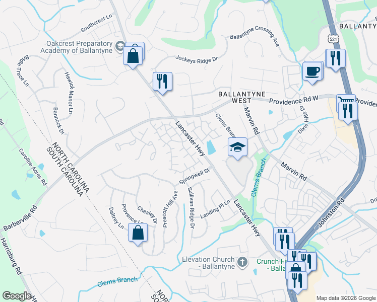map of restaurants, bars, coffee shops, grocery stores, and more near in Charlotte