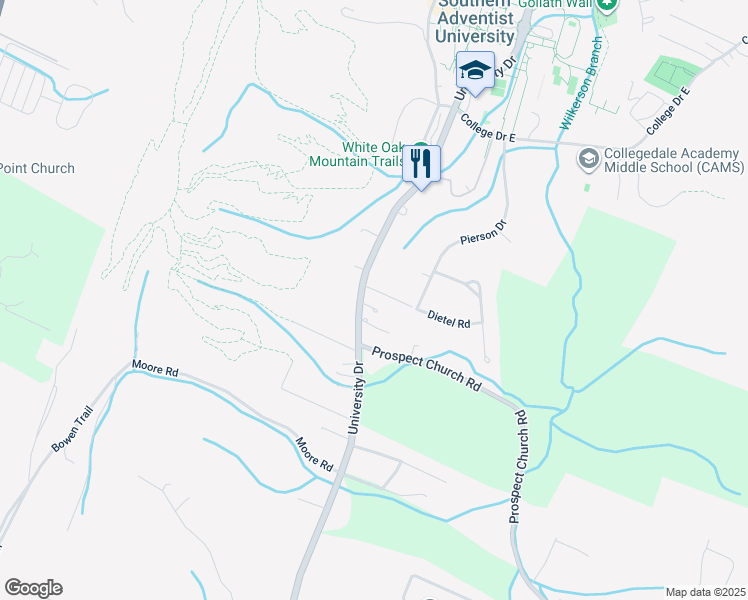 map of restaurants, bars, coffee shops, grocery stores, and more near 10063 Central Avenue in Ooltewah