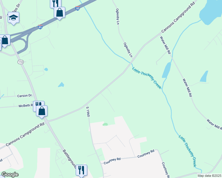 map of restaurants, bars, coffee shops, grocery stores, and more near 5322 Cannons Campground Road in Cowpens