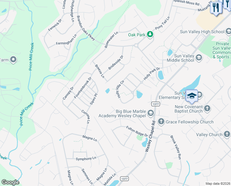map of restaurants, bars, coffee shops, grocery stores, and more near 4030 Holly Villa Circle in Indian Trail
