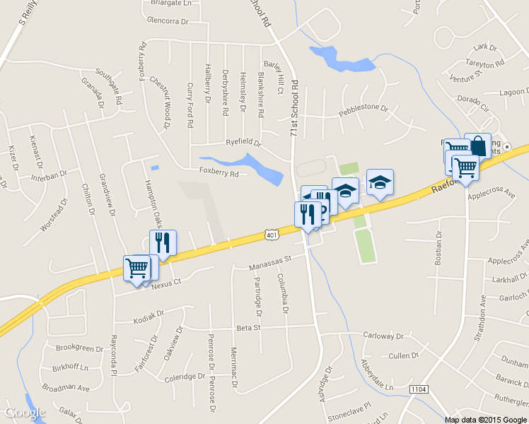 map of restaurants, bars, coffee shops, grocery stores, and more near 6830 Raeford Rd in Fayetteville