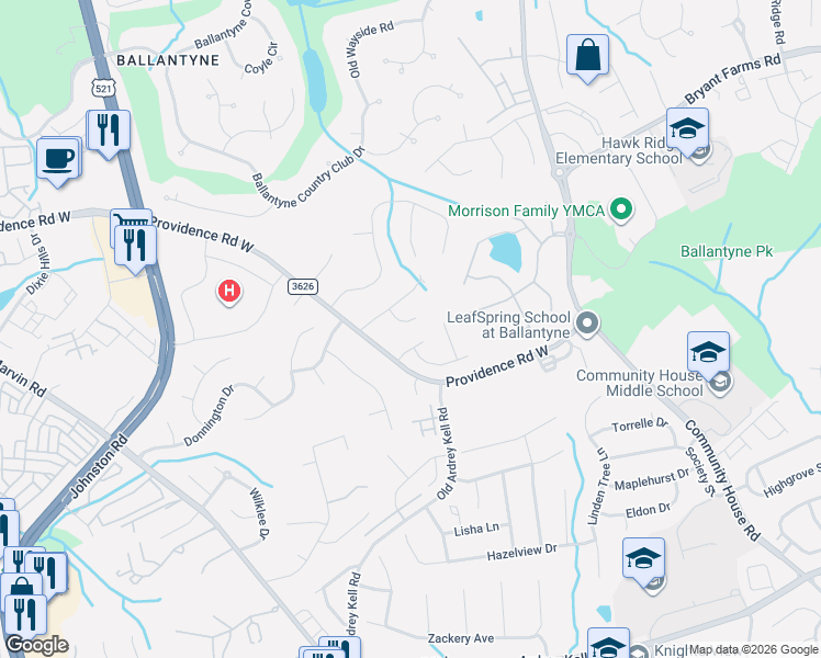 map of restaurants, bars, coffee shops, grocery stores, and more near in Charlotte