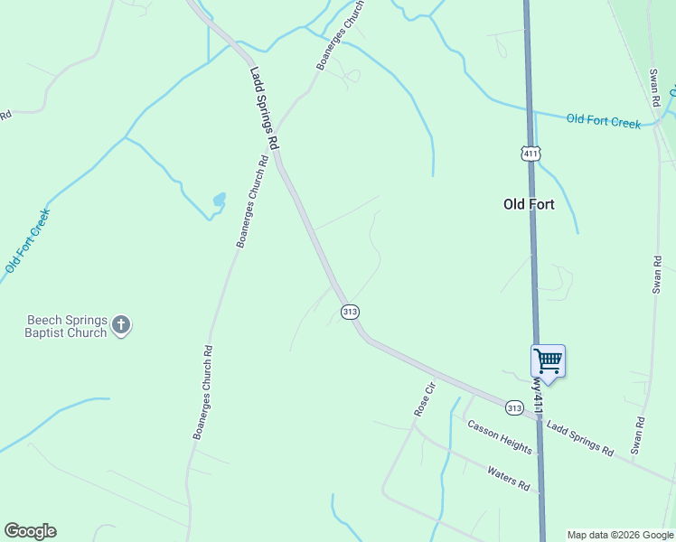 map of restaurants, bars, coffee shops, grocery stores, and more near 4399 Ladd Springs Rd in Polk