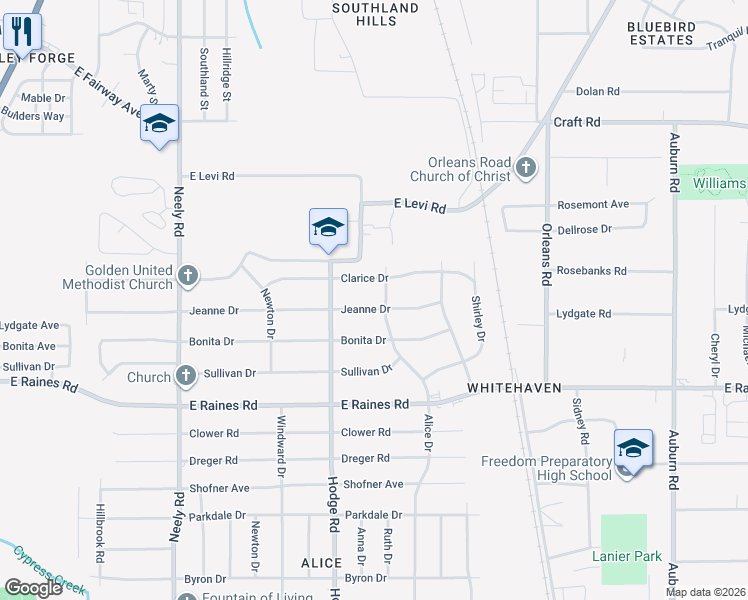 map of restaurants, bars, coffee shops, grocery stores, and more near 484 Jeanne Drive in Memphis