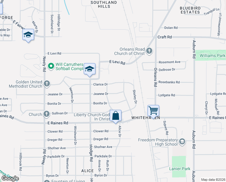 map of restaurants, bars, coffee shops, grocery stores, and more near 524 Jeanne Drive in Memphis