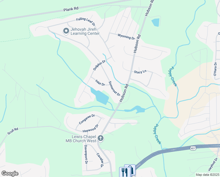 map of restaurants, bars, coffee shops, grocery stores, and more near 119 Somerset Drive in Raeford