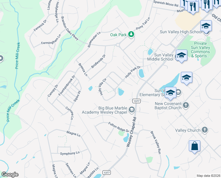 map of restaurants, bars, coffee shops, grocery stores, and more near 7008 Holly Park Drive in Indian Trail