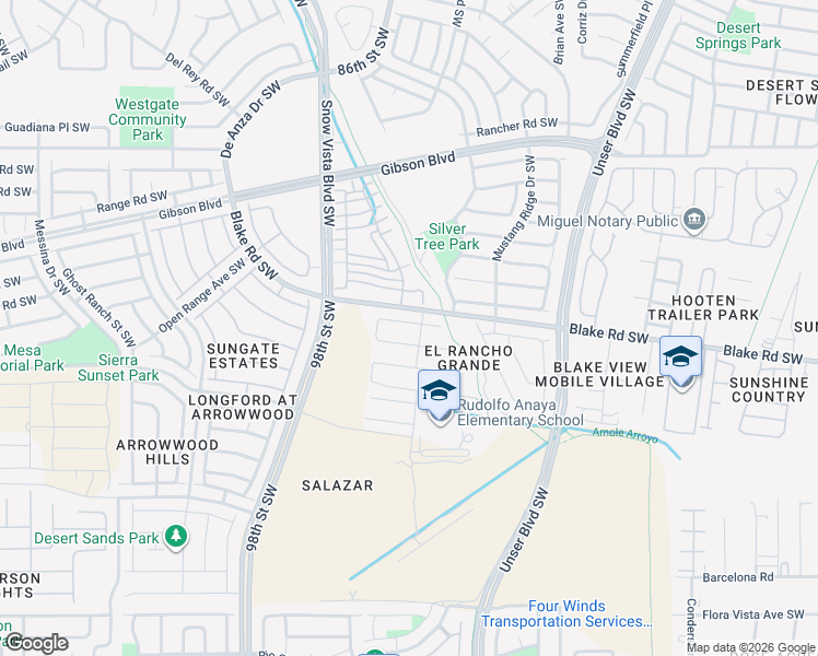 map of restaurants, bars, coffee shops, grocery stores, and more near 9408 Chase Ranch Place Southwest in Albuquerque