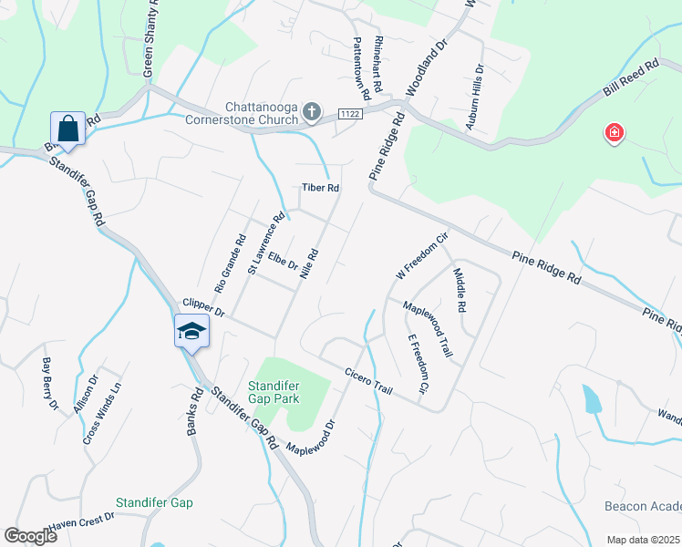 map of restaurants, bars, coffee shops, grocery stores, and more near 2810 Hidden Trail Lane in Chattanooga