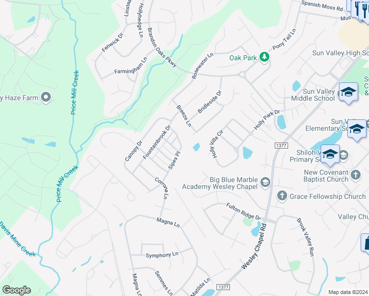 map of restaurants, bars, coffee shops, grocery stores, and more near 2011 Sipes Place in Indian Trail