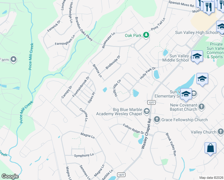 map of restaurants, bars, coffee shops, grocery stores, and more near 4030 Holly Villa Circle in Indian Trail