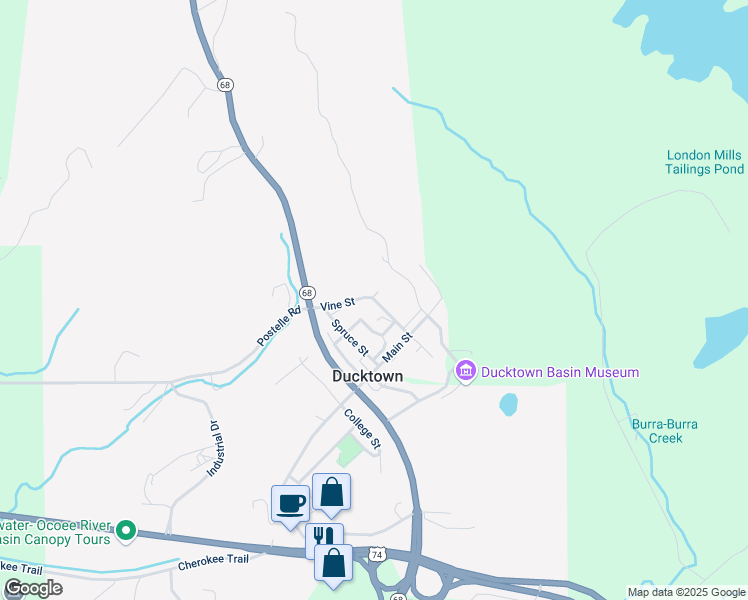 map of restaurants, bars, coffee shops, grocery stores, and more near 177 Vine St in Copperhill