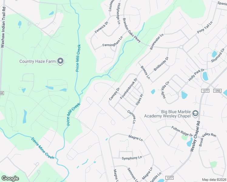map of restaurants, bars, coffee shops, grocery stores, and more near 2000 Canopy Drive in Indian Trail