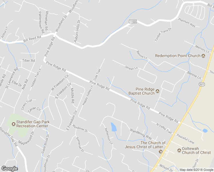 map of restaurants, bars, coffee shops, grocery stores, and more near 9120 Pine Ridge Road in Ooltewah
