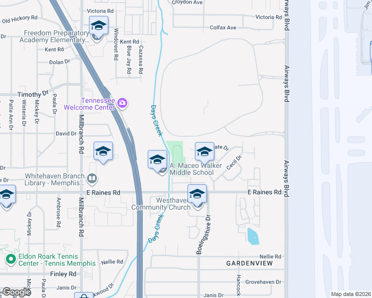 map of restaurants, bars, coffee shops, grocery stores, and more near 1963 Lydgate Cove in Memphis
