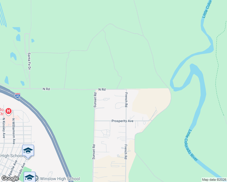 map of restaurants, bars, coffee shops, grocery stores, and more near 1849 North Road in Winslow