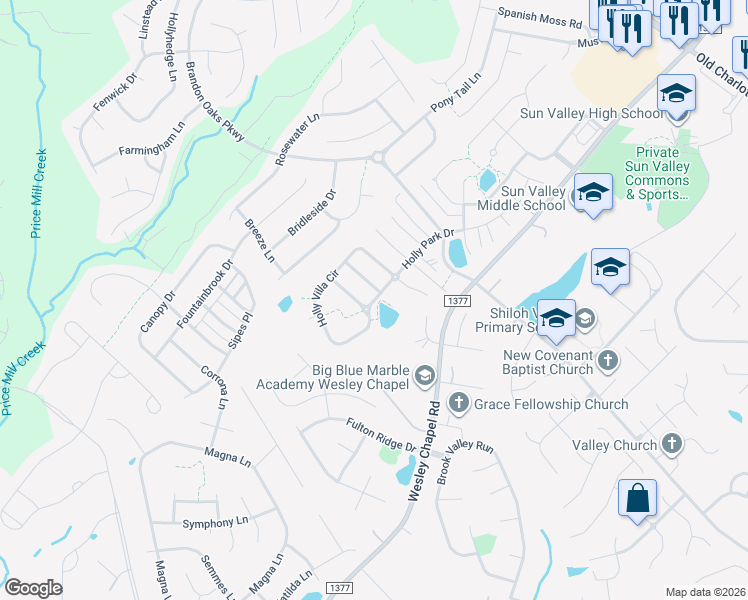 map of restaurants, bars, coffee shops, grocery stores, and more near 7008 Holly Park Drive in Indian Trail
